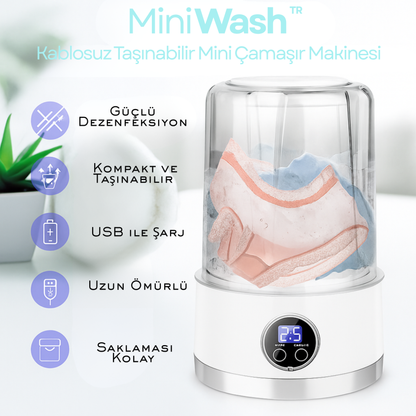 MiniWashᵀᴿ Taşınabilir Mini Çamaşır Makinesi (USB) — Küçük Evler, Kamp & Seyahat